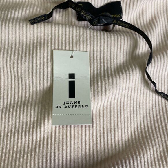 Women’s Large i Jeans By Buffalo Pink Scoop Neck Long Sleeve Ribbed Tee NEW - Picture 4 of 7